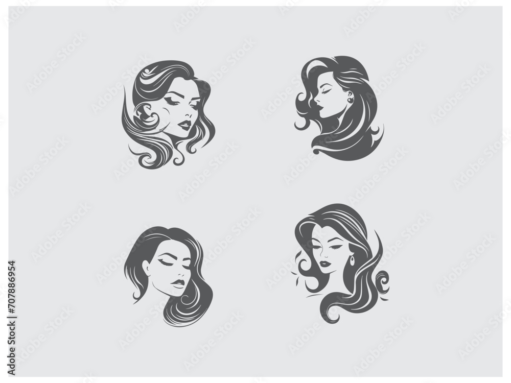 premium beauty set logo design vector, vector and illustration, premium beauty set logo design vector, vector and illustration,