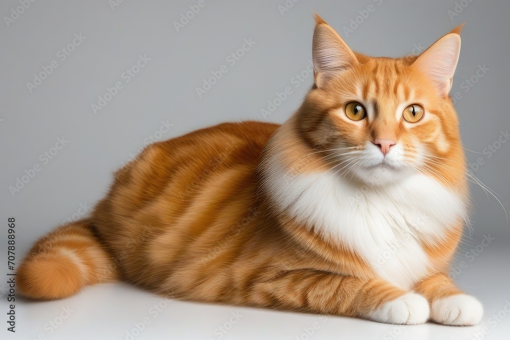 Orange tabby cat isolated on transparent or white background