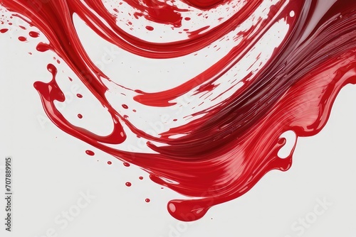 red stroke of paint isolated on white or transparent background