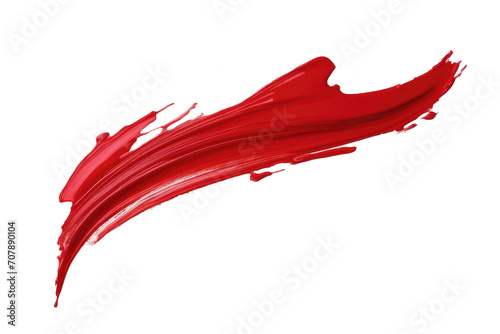 red stroke of paint isolated on white or transparent background