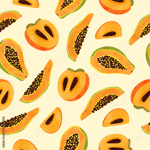 Persimmon and papaya fruit ...
