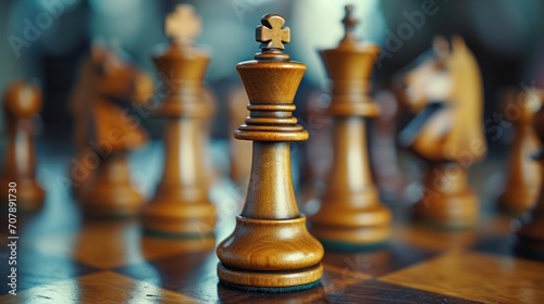 Strategically placed chess pieces on a wooden board signaling the start of a game.