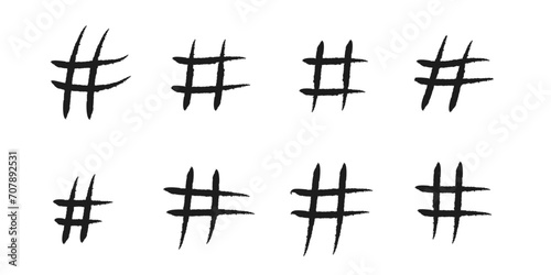 Hashtag symbol collection - hand painted signs