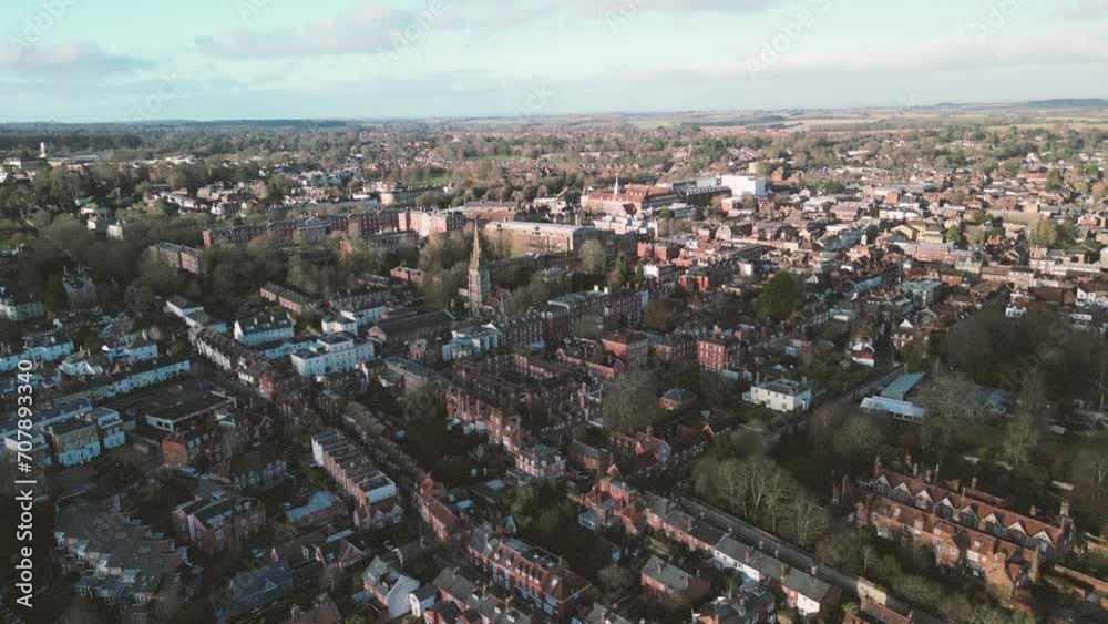 Winchester City daytime fly over aerial drone shot Winchester City daytime fly over aerial drone shot