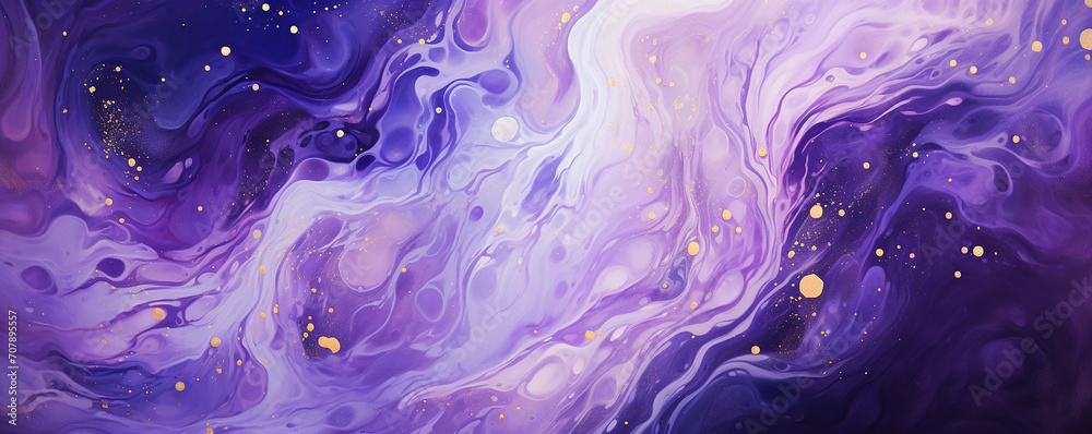 Blue background with scattered water droplets, purple oil paint swirls aesthetic background 
