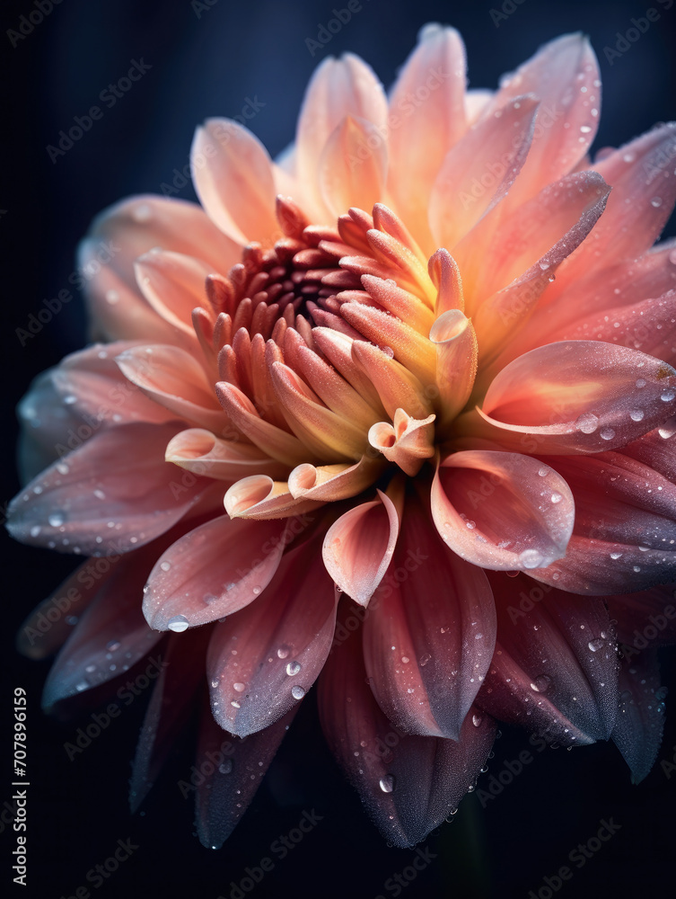 Extreme closeup view of an orange and pink blooming flower. Extreme closeup view of an orange and pink blooming flower.