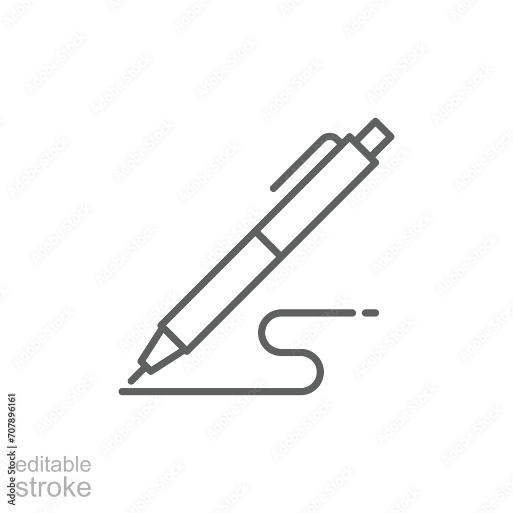 Pen, write icon. Simple outline style. Signature pen, paper, ink, sign, pencil, tool, education concept. Thin line symbol. Vector illustration isolated. Editable stroke. Pen, write icon. Simple outline style. Signature pen, paper, ink, sign, pencil, tool, education concept. Thin line symbol. Vector illustration isolated. Editable stroke.