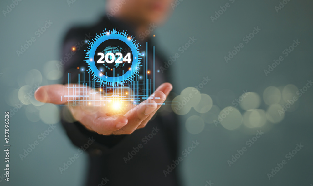 New business start up. 2024 new year, target, goal action plan for success growt, market trend 2023-2024, Annual plan development. Businessman show increase arrow challenge business strategy concept New business start up. 2024 new year, target, goal action plan for success growt, market trend 2023-2024, Annual plan development. Businessman show increase arrow challenge business strategy concept