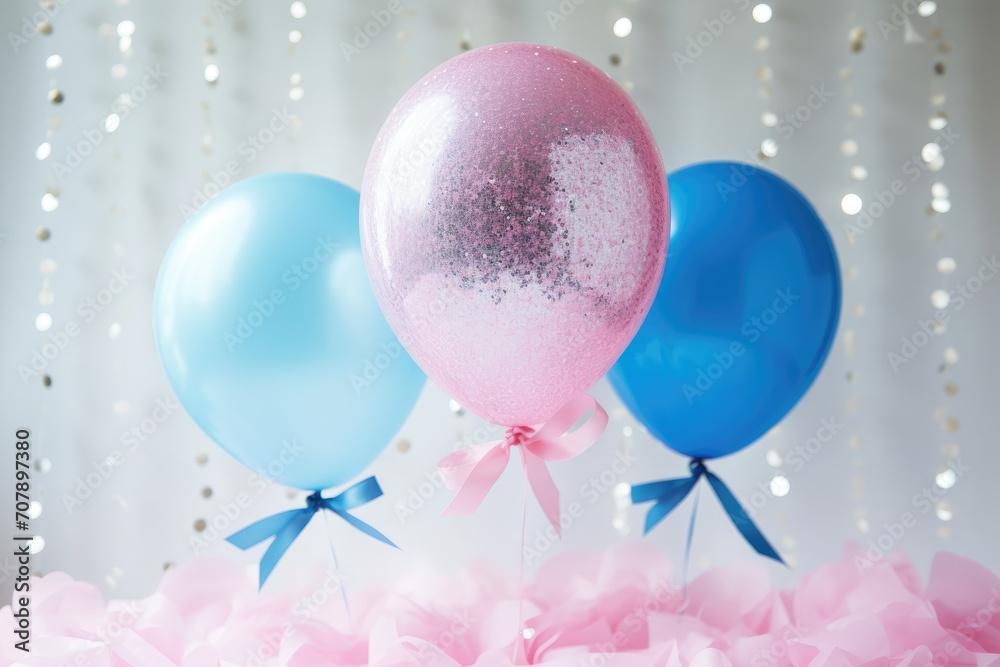 Gender Reveal Party Invitation: Glittery Pink and Blue Balloons for Baby Shower and Birthday Celebration Gender Reveal Party Invitation: Glittery Pink and Blue Balloons for Baby Shower and Birthday Celebration