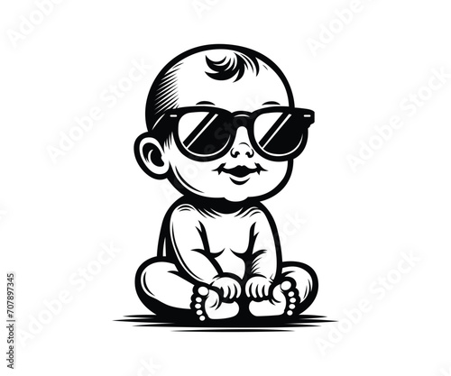 Cool baby with sunglass vector