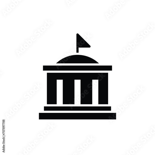 City hall building icon. Simple solid style. Municipal, hall town, embassy, council, government concept. Black silhouette, glyph symbol. Vector illustration isolated.