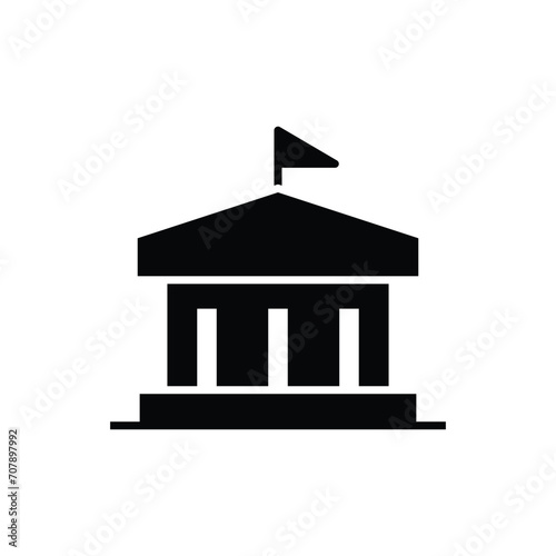 City hall building icon. Simple solid style. Municipal, hall town, embassy, council, government concept. Black silhouette, glyph symbol. Vector illustration isolated.