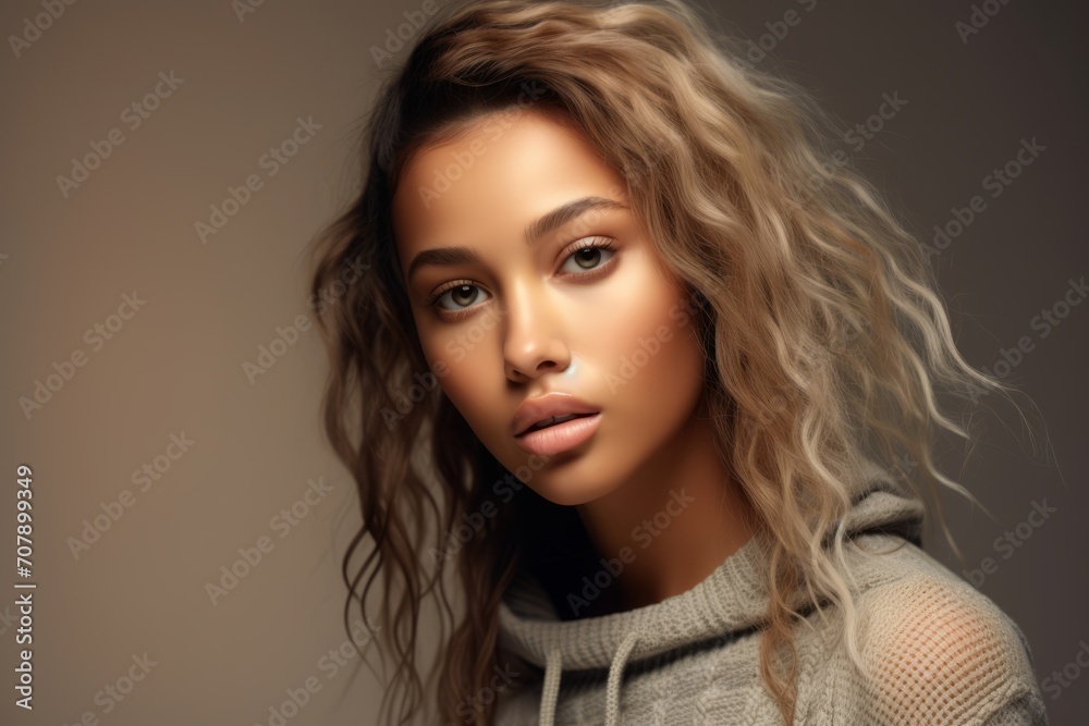 Portrait Beautiful Model woman an grunge jumper Portrait Beautiful Model woman an grunge jumper