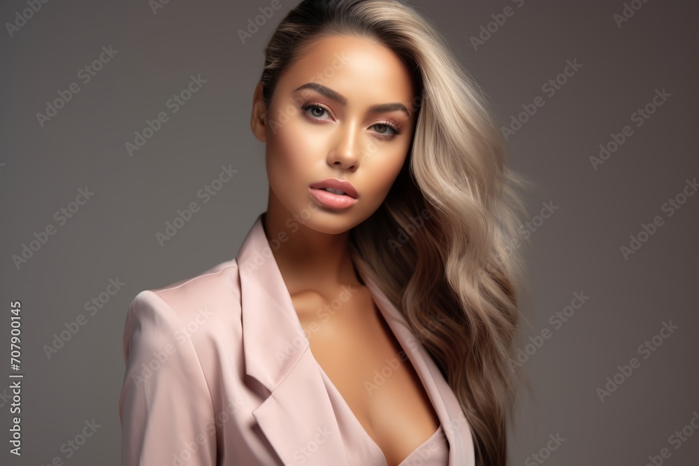 Portrait Beautiful Model woman an peplum blazer Portrait Beautiful Model woman an peplum blazer