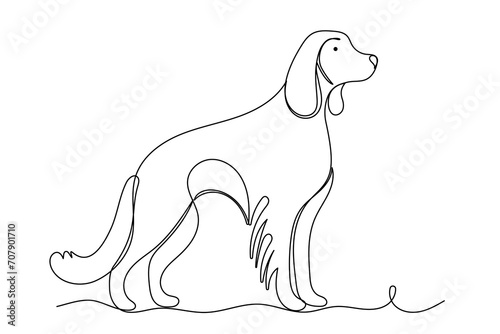Doodle Dog Portrait Silhouette Drawn One Continuous Editable Line Isolated on White Background For Veterinary Clinic Card Banner Flyer Invitation Advertising Print