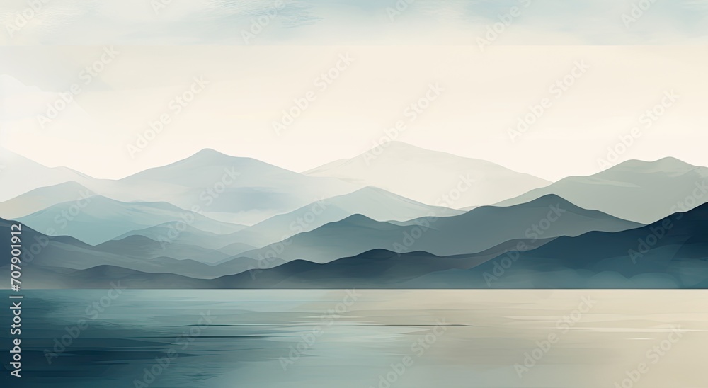 Silhouette Mountain and Lake Scene Silhouette Mountain and Lake Scene