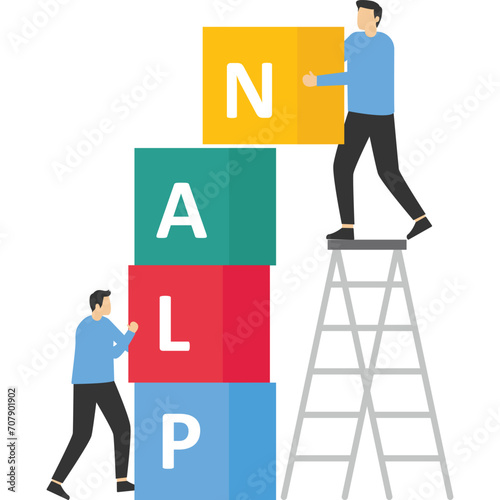 concept of planning, teamwork in team to make plan. team brainstorming or competitor analysis, concept of business success, people compiling boxes with PLAN inscription

