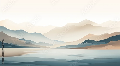 Silhouette Mountain and Lake Scene