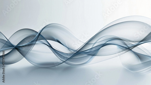 Abstract background with wavy waves and lines. Blue waves. Generative AI