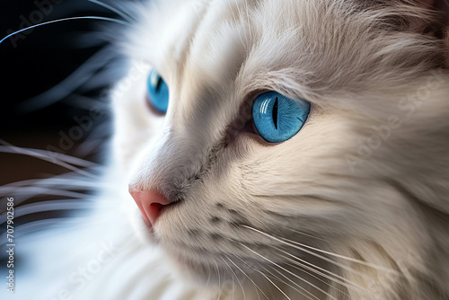 A white cat with cute blue eyes. © Gun