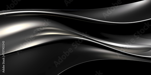 Dark Liquid metal texture abstract background - Wave design banner