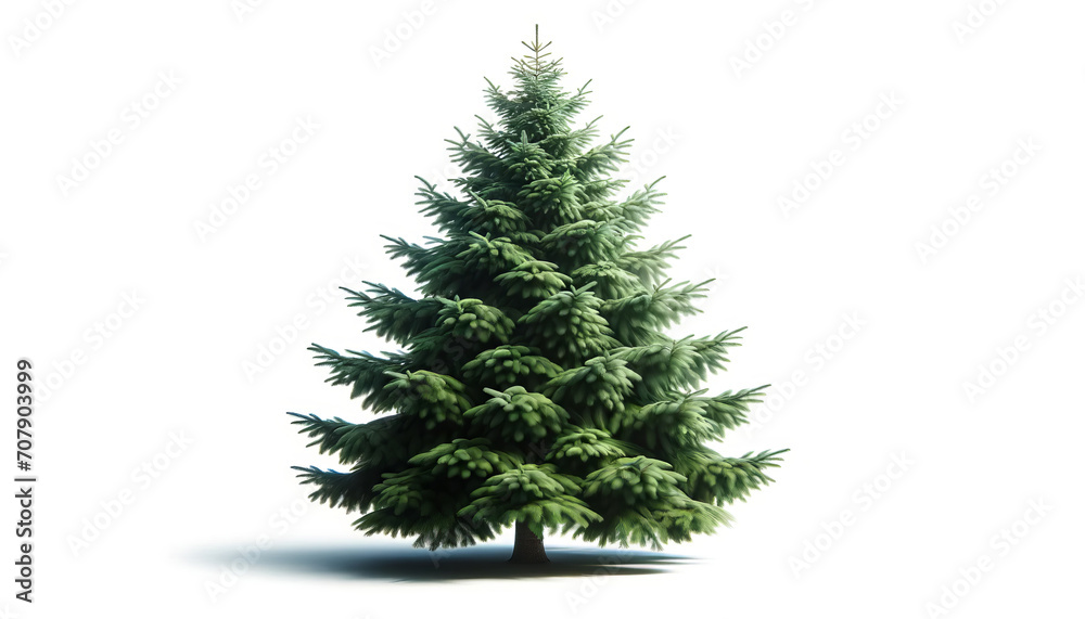 Tall Evergreen Spruce Standing Against White Tall Evergreen Spruce Standing Against White