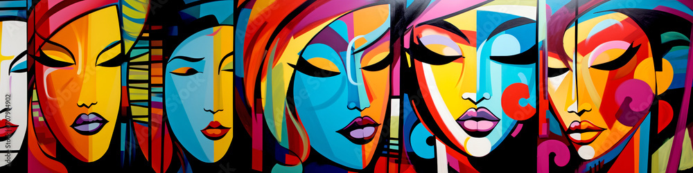 Obraz premium Graffiti Colorful Women - Cubism 
