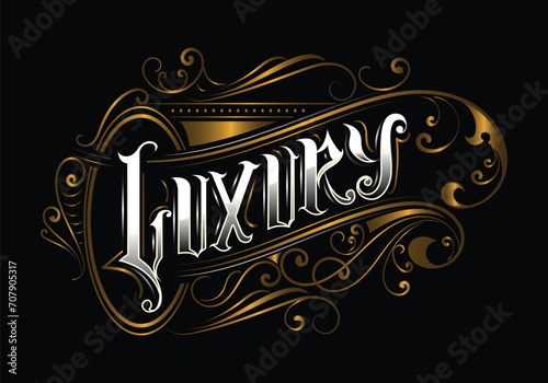 LUXURY word lettering custom style design