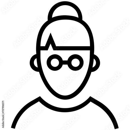Young Girl Line Vector Icon
