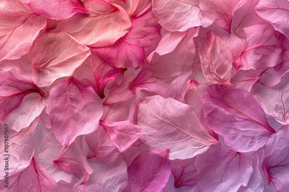 Floral pink background with petals or leaves. Generative AI