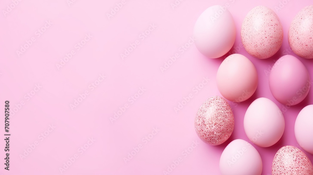 pink Easter eggs on a pink background, top view, Easter concept pink Easter eggs on a pink background, top view, Easter concept