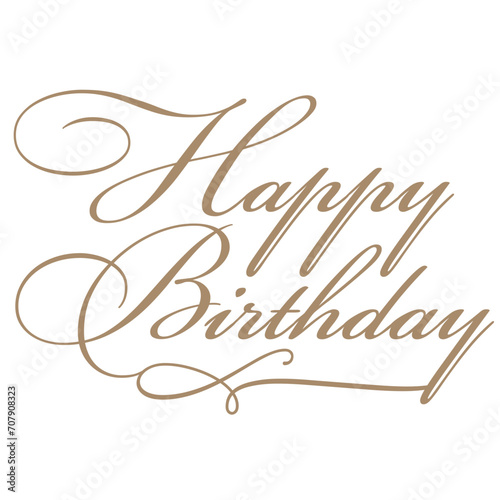 Happy birthday sign design swirl laser cut gold elegant text celebration party