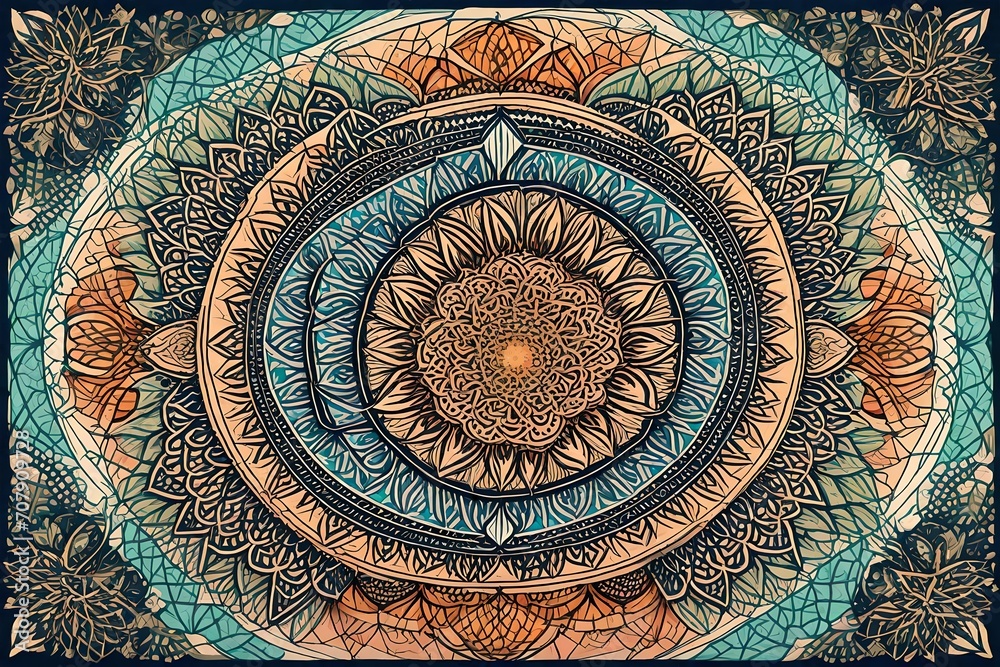 A series of intricate mandala designs representing balance, harmony, and interconnectedness in mental health and well-being.