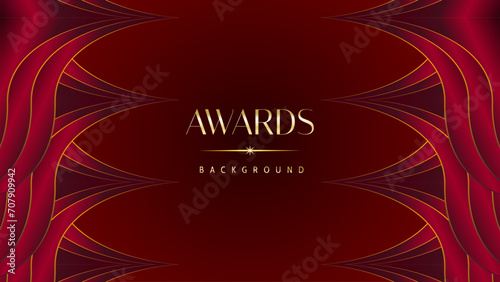 Red maroon golden royal awards graphics background. Golden sidelines. Modern template grand luxury premium corporate abstract design template trophy banner certificate.