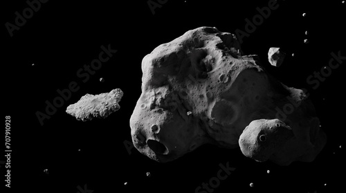 Asteroids on black background  photo