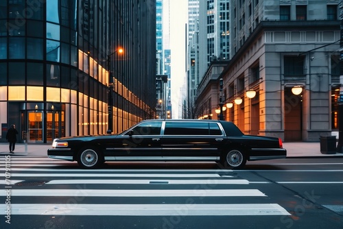 A luxury limousine in a modern city. photo
