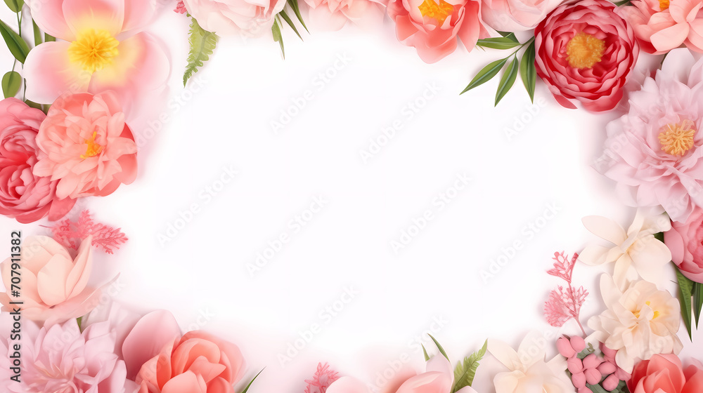 Empty floral frame with copy space for greeting card or invitation design