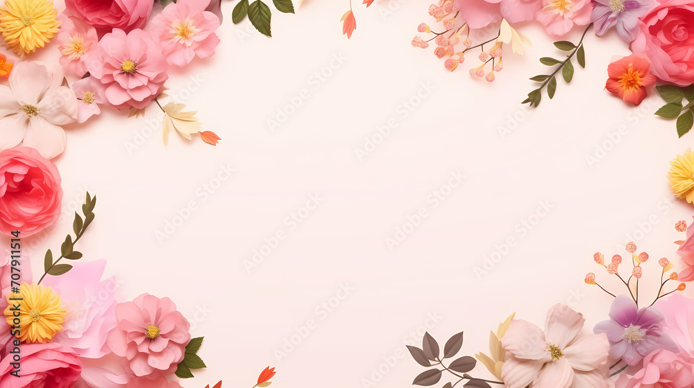 Empty floral frame with copy space for greeting card or invitation design