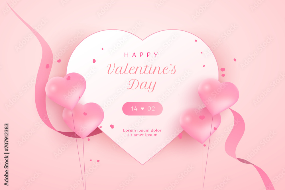 3d heart background for Valentine's Day. Greeting card, poster, flyer.