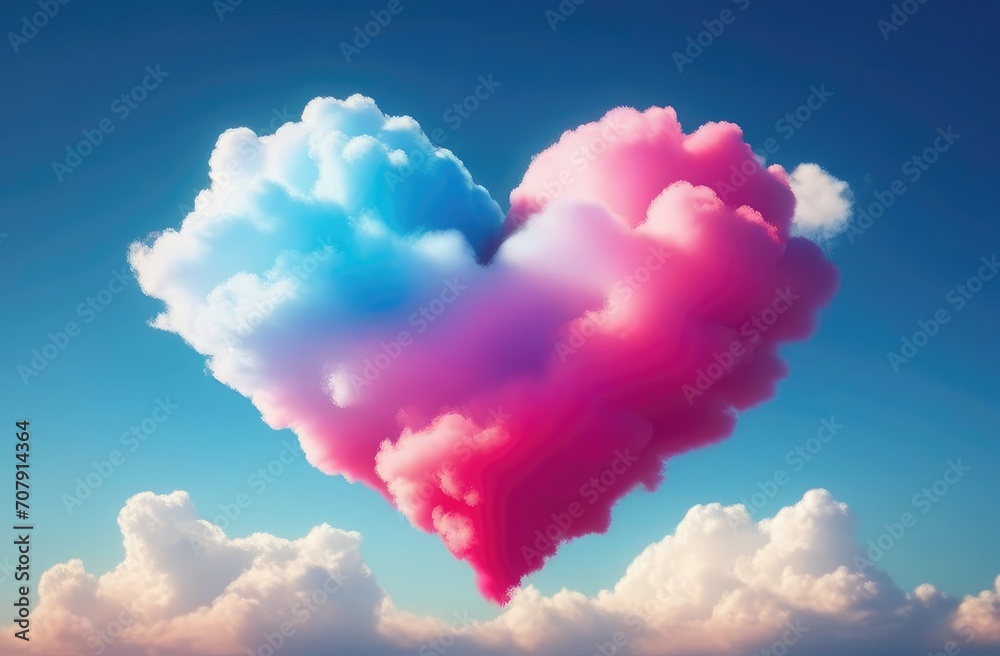 A colored heart in the form of clouds in a blue sky.