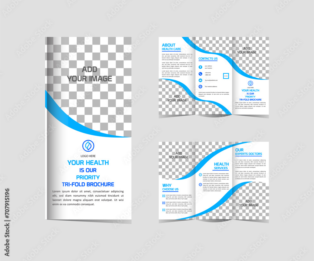 Tri Fold Medical Brochure Template editable and resizable Stock Vector Tri Fold Medical Brochure Template editable and resizable Stock Vector