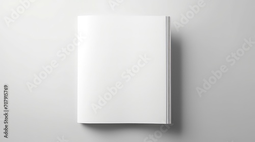 top view of white notebook mockup on grey background