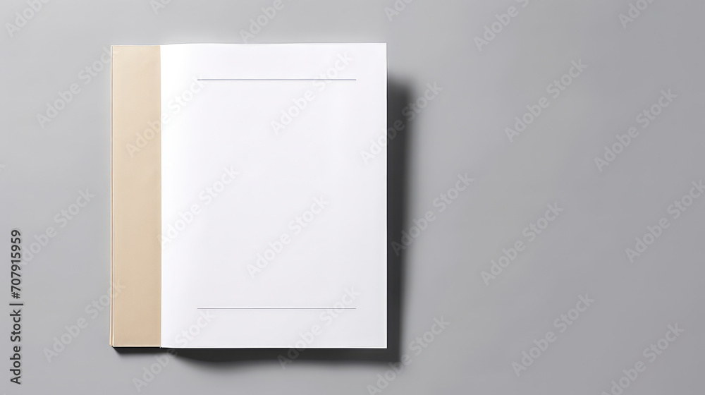 top view of white notebook mockup on grey background top view of white notebook mockup on grey background