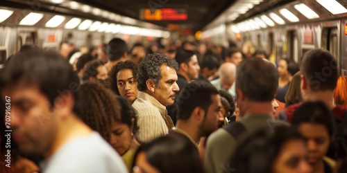 crowd of people in the subway Generative AI photo