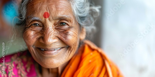 Indian woman 65 years old portrait Generative AI photo