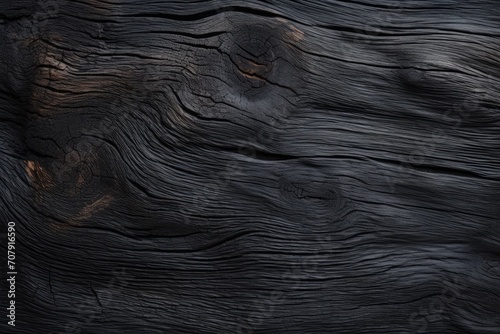 Charred wooden texture on a dark grungy background. photo