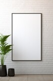 Blank Photo Frame Mockup Template Design With Plants Living Room Background