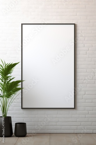 Blank Photo Frame Mockup Template Design With Plants Living Room Background © Fauzan
