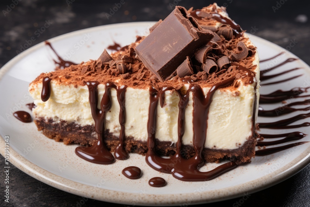 Chocolate covered cheesecake slice Chocolate covered cheesecake slice