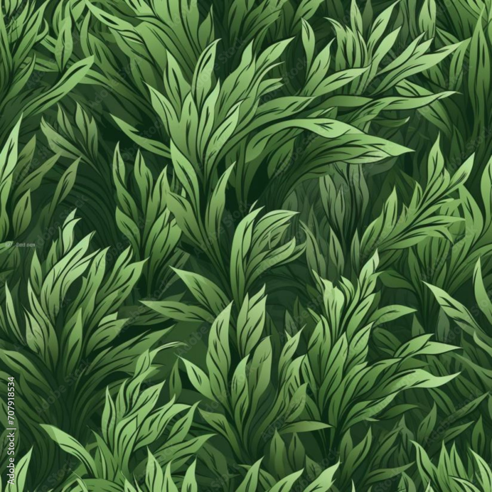 Fototapeta premium Seamless Grass Pattern Vector Illustration